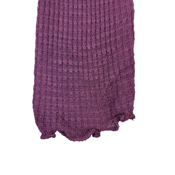 Free People Make It Easy Thermal Turtleneck Top XS Midnight Plum Lettuce Edge - Picture 9 of 12